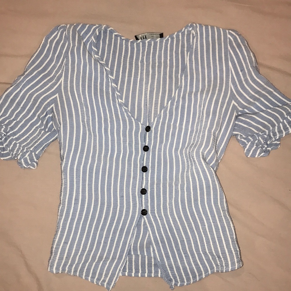 ZARA BLUE STRIPED BLOUSE SHIRT